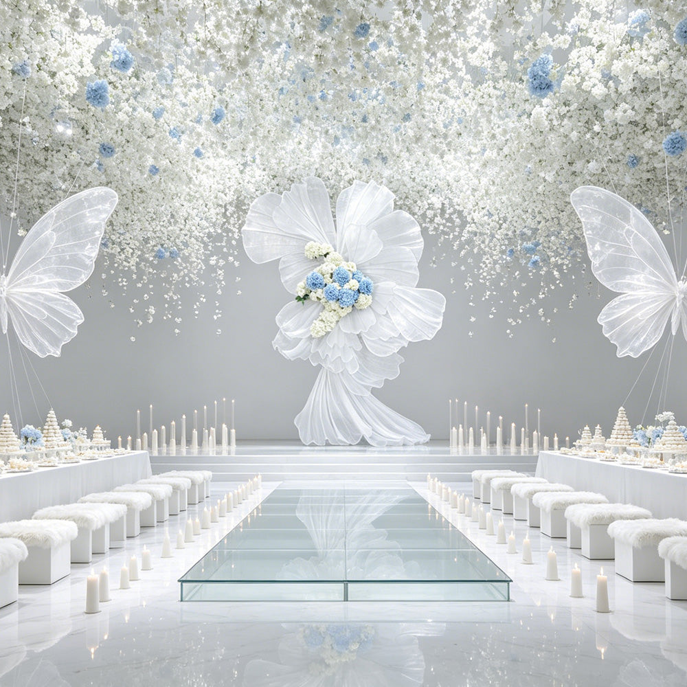 Flowerva White Sheer Fabric Floral Arrangement Decor(without flowers)