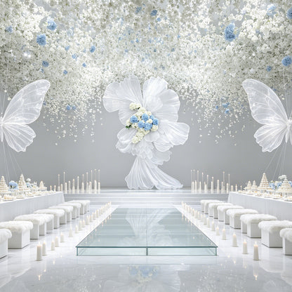 Flowerva White Sheer Fabric Floral Arrangement Decor(without flowers)