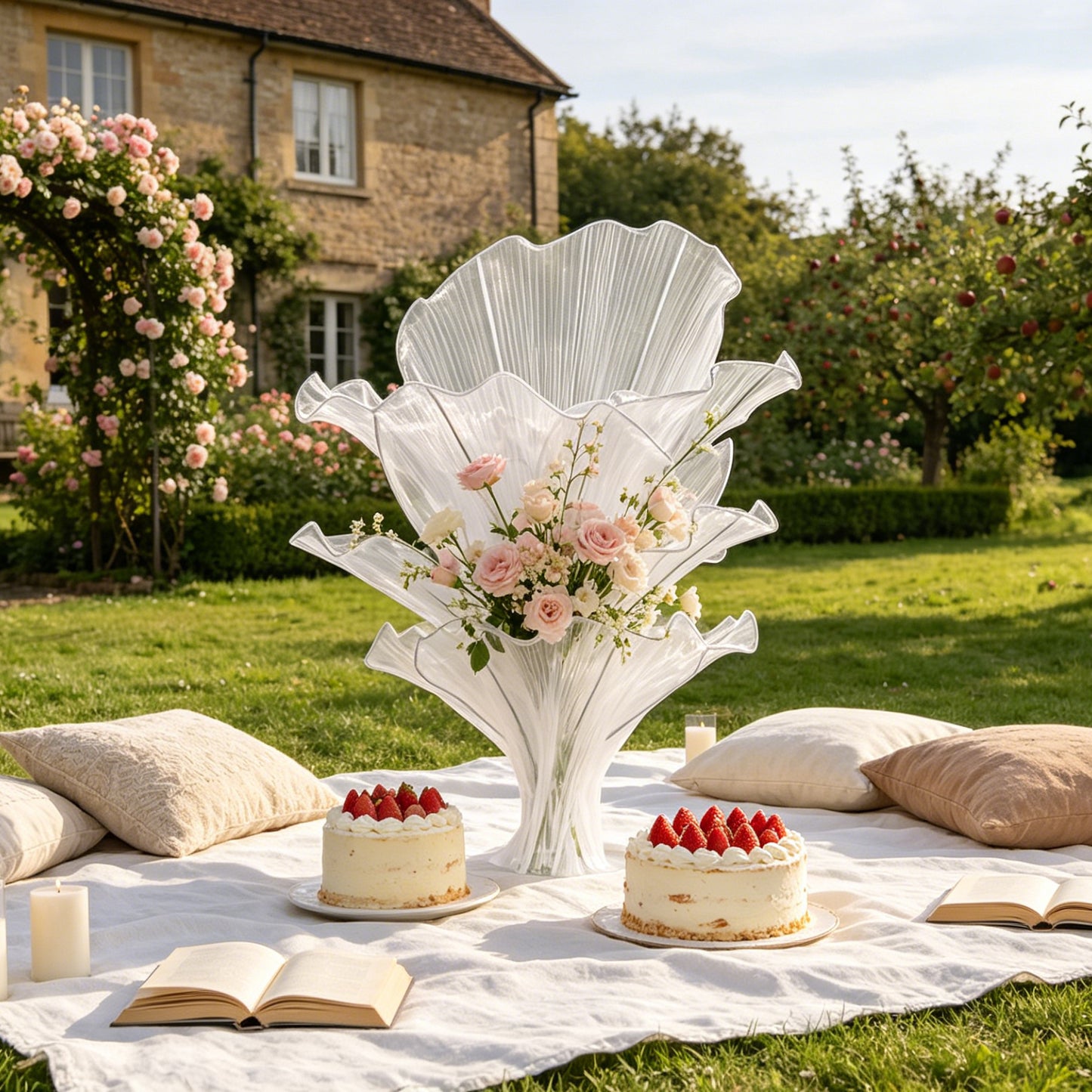 Flowerva Pure White Artistic Wedding Table Decorations