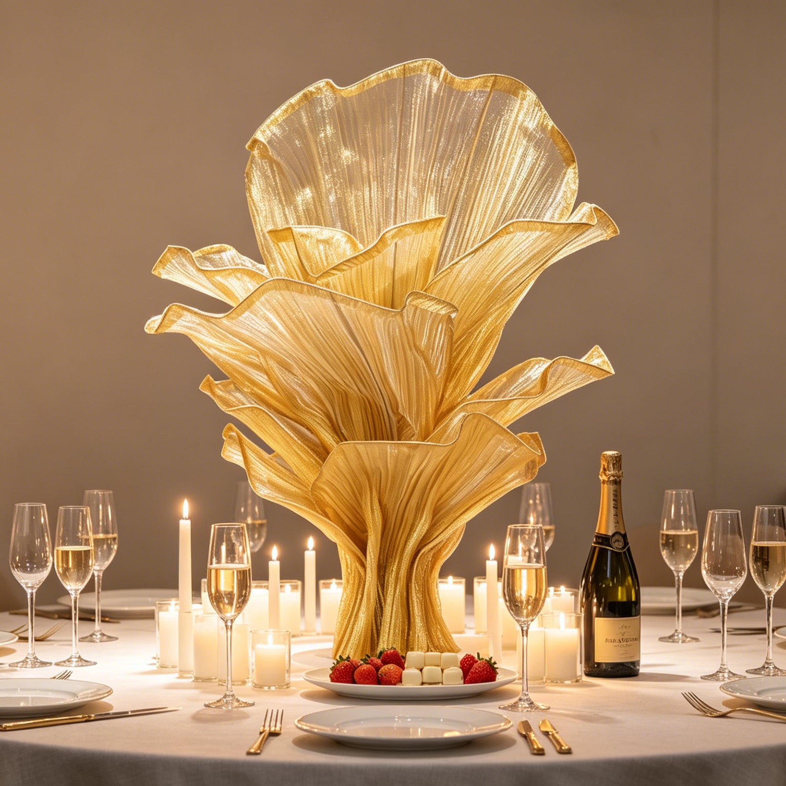 Flowerva Champagne Gold French Vintage Wedding and Home Art Decoration