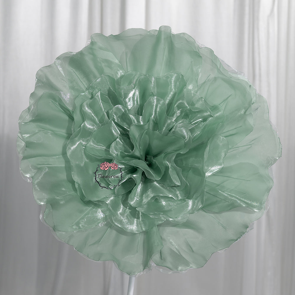 Flowerva Soft Green Dew Ruffle Fabric Decor