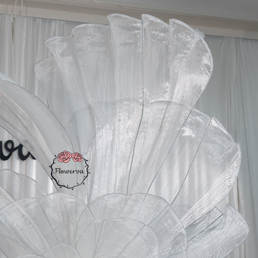 Flowerva White Serenity Floral Heart Sheer Texture Table Flower