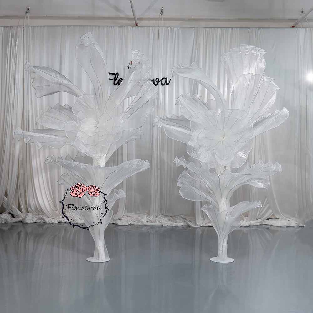 Flowerva White Serenity Floral Heart Sheer Texture Table Flower