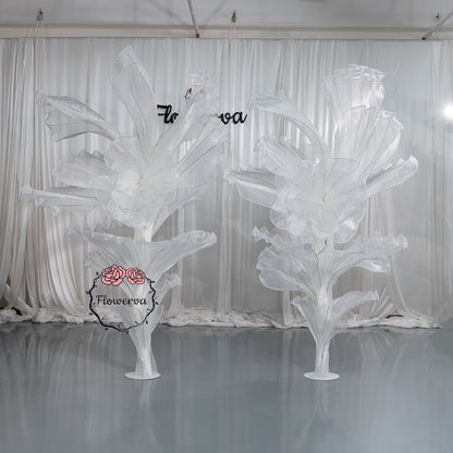 Flowerva White Serenity Floral Heart Sheer Texture Table Flower