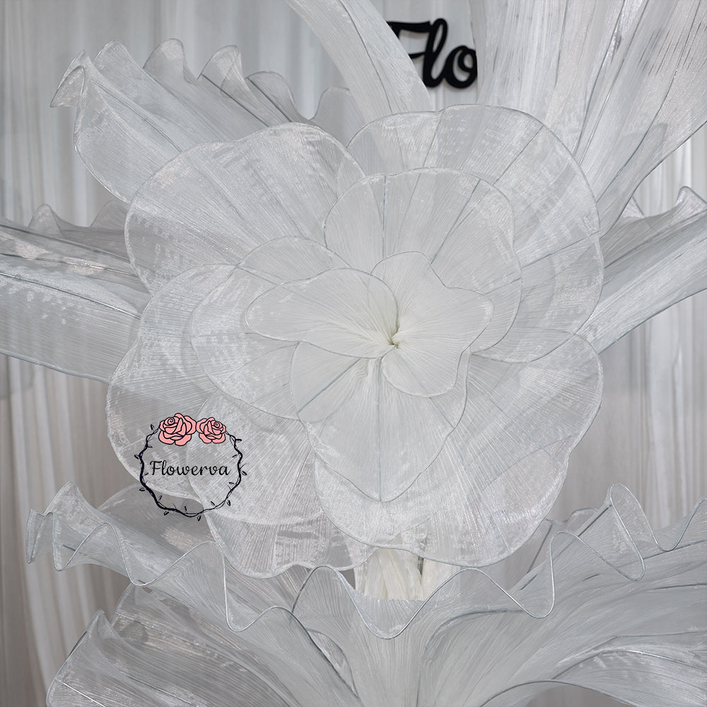 Flowerva White Serenity Floral Heart Sheer Texture Table Flower