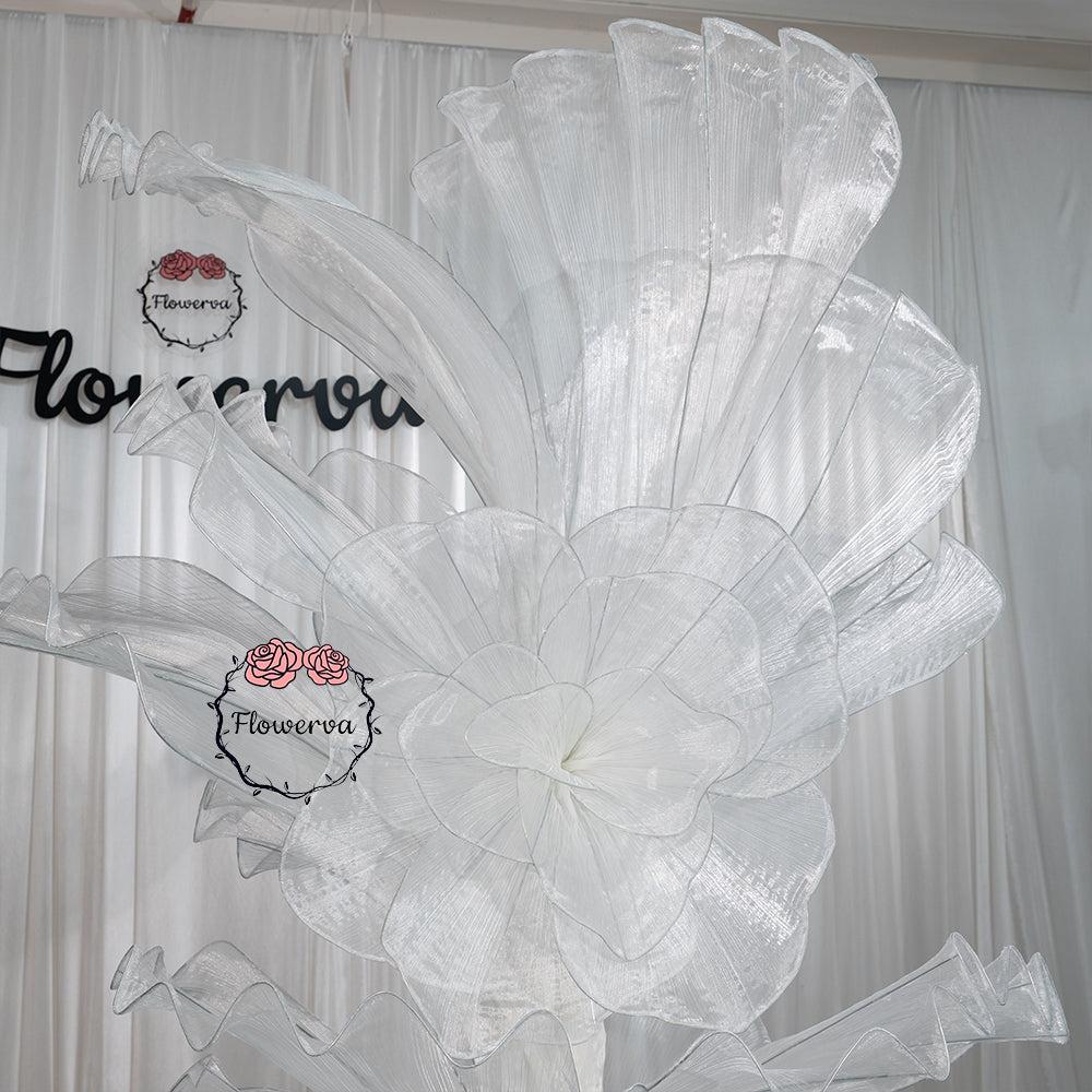 Flowerva White Serenity Floral Heart Sheer Texture Table Flower