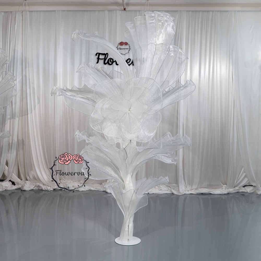 Flowerva White Serenity Floral Heart Sheer Texture Table Flower