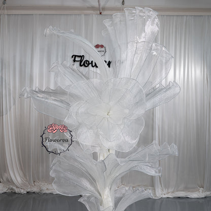 Flowerva White Serenity Floral Heart Sheer Texture Table Flower