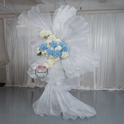 Flowerva White Sheer Fabric Floral Arrangement Decor(without flowers)