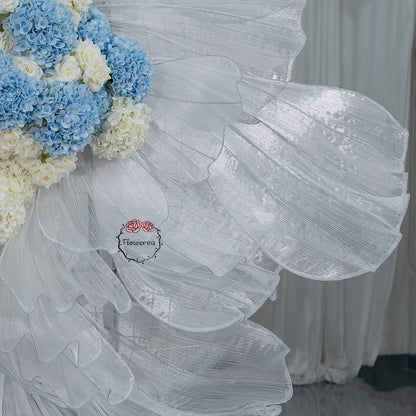 Flowerva White Sheer Fabric Floral Arrangement Decor(without flowers)