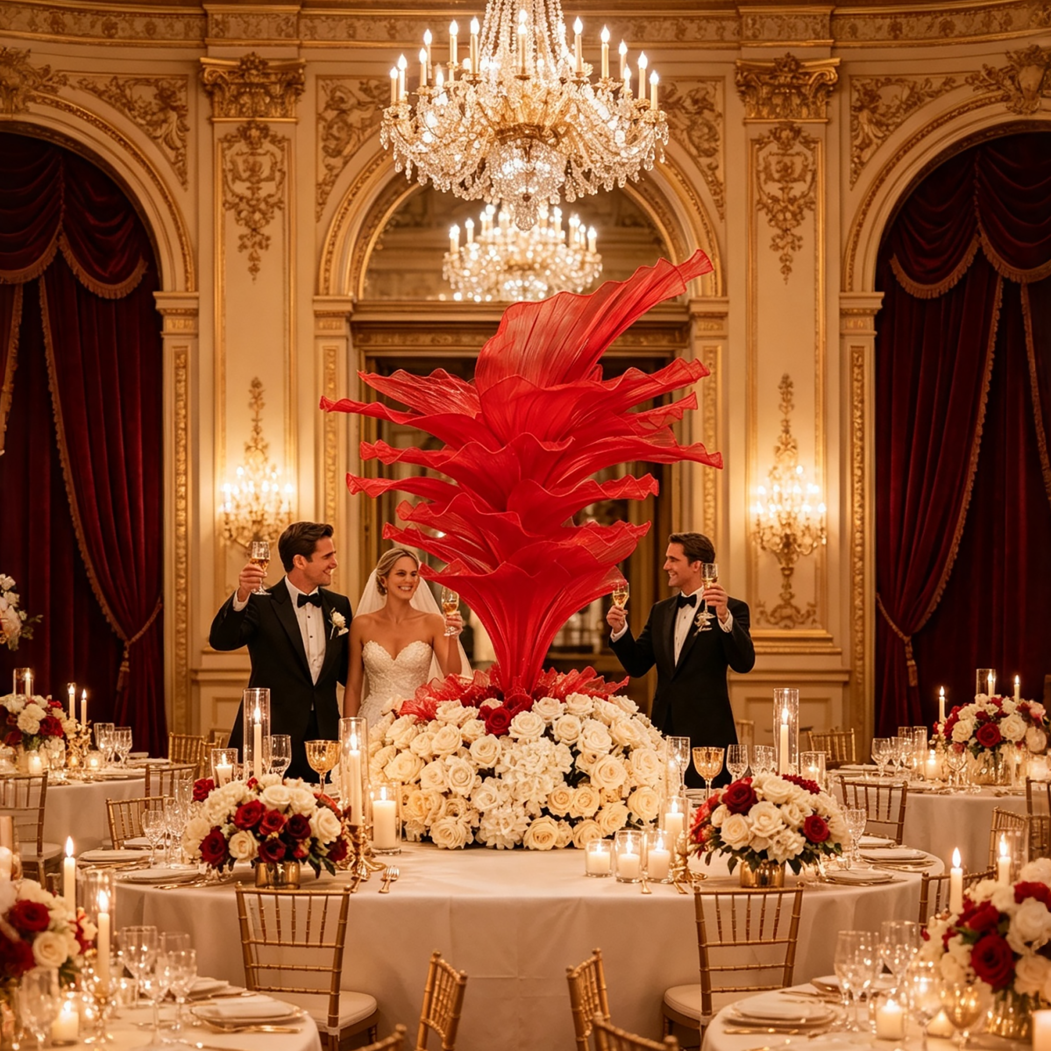 Flowerva Red Vintage Aesthetic Wedding Home Art Installation