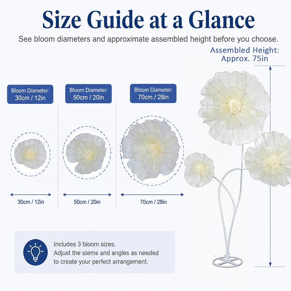 Flowerva Fabric Giant Flower Centerpiece Luxury Wedding & Event Decor