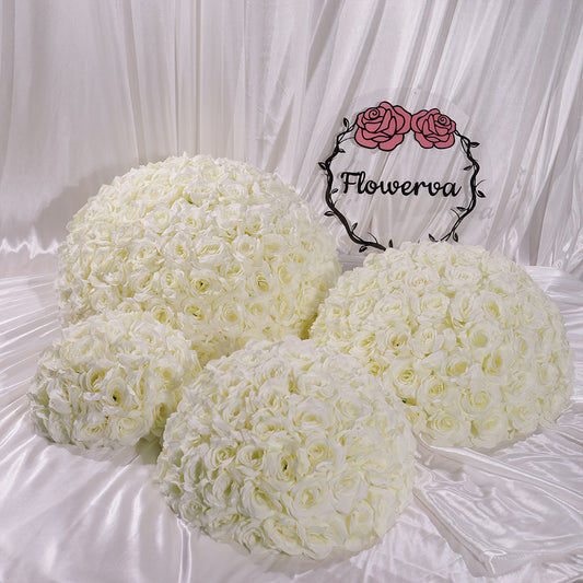 Flowerva 70/60/50/40/30 cm boule florale de Rose blanche centres de Table de Banquet de fête de mariage