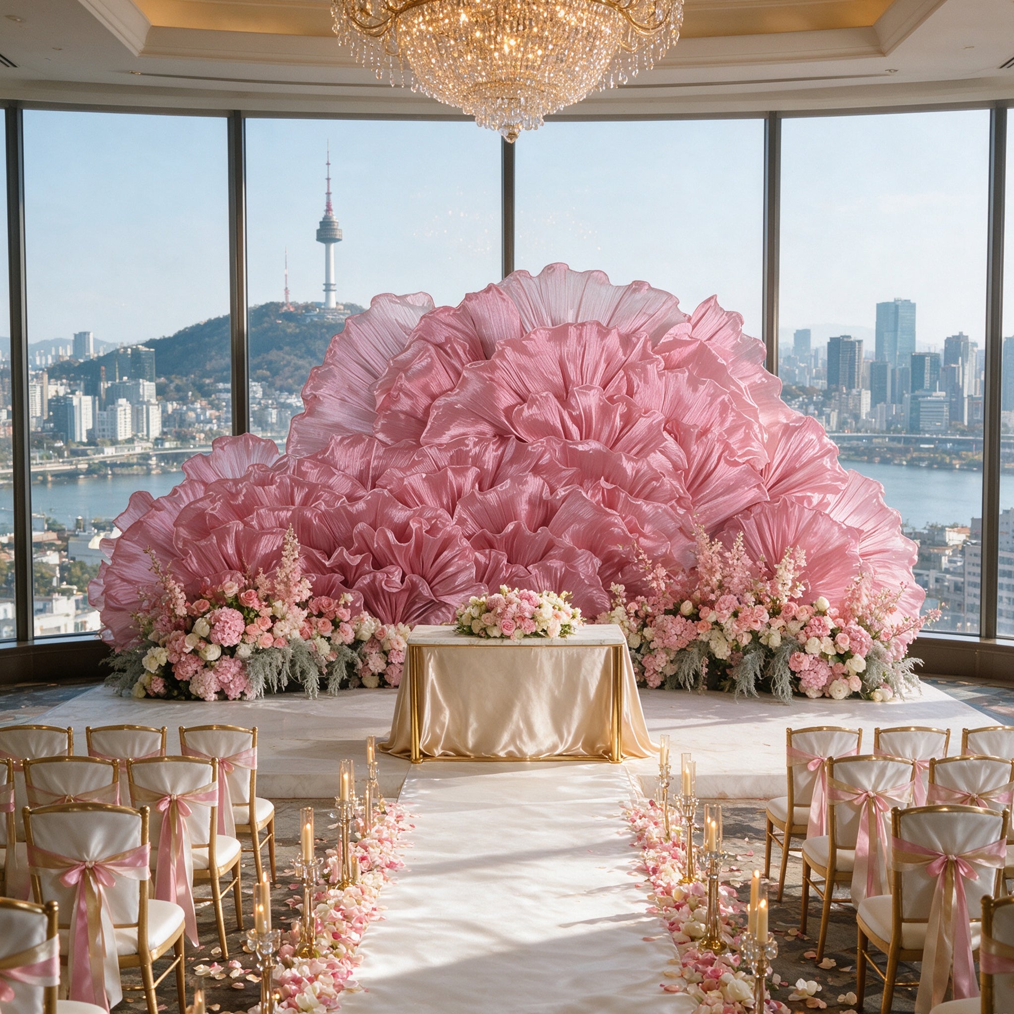 Flowerva Giant Crystal Petal Wave Wedding Party Decoration