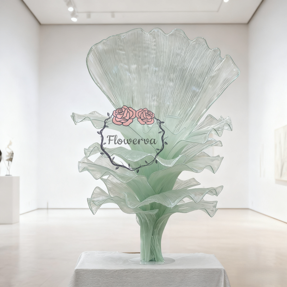 Flowerva Light Green Table Flower Wedding Decoration (With Base)