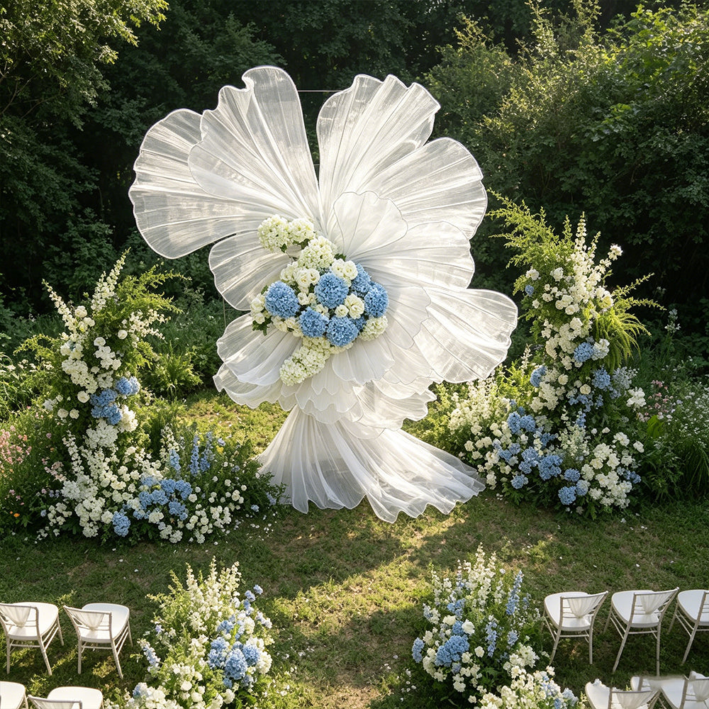 Flowerva White Sheer Fabric Floral Arrangement Decor(without flowers)