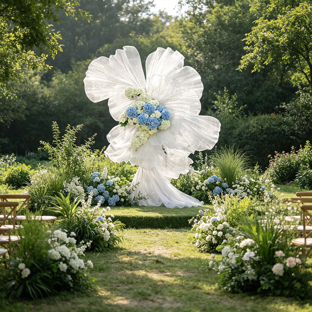 Flowerva White Sheer Fabric Floral Arrangement Decor(without flowers)
