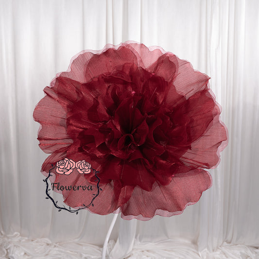 Flowerva Scarlet Shimmer Ruffled Fabric Flower
