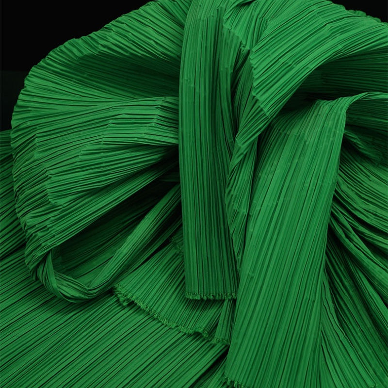 Flowerva Grass Green Flowerva Pleated Decoration Printmaking Fabric