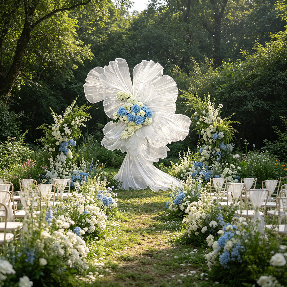 Flowerva White Sheer Fabric Floral Arrangement Decor(without flowers)