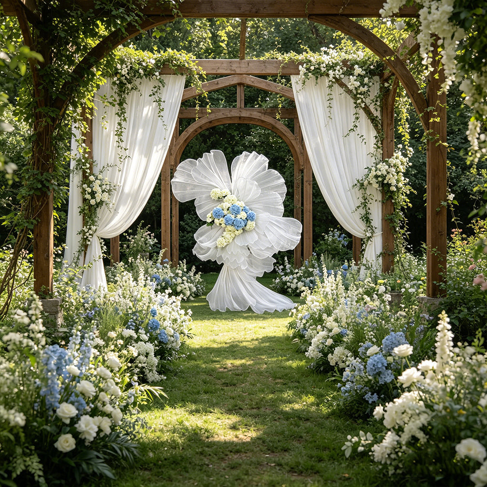 Flowerva White Sheer Fabric Floral Arrangement Decor(without flowers)