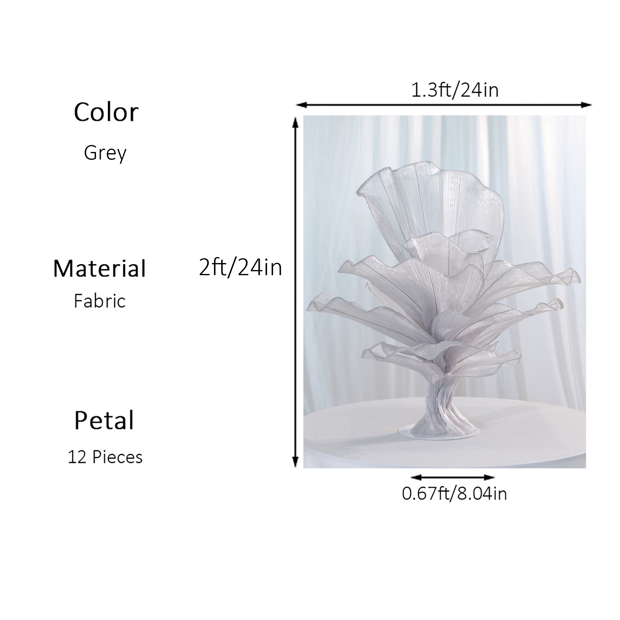 Flowerva Wedding Table Flower Decoration Grey