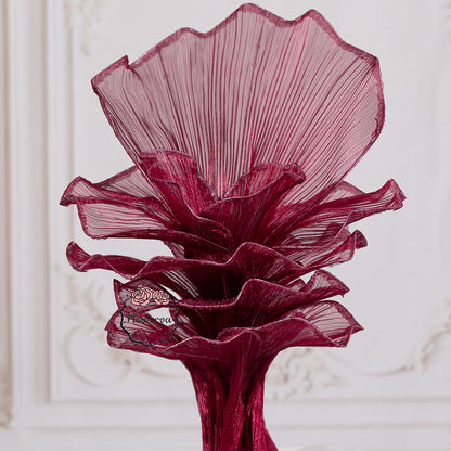 Flowerva Wine red Table Flower Wedding Decoration (With Base)