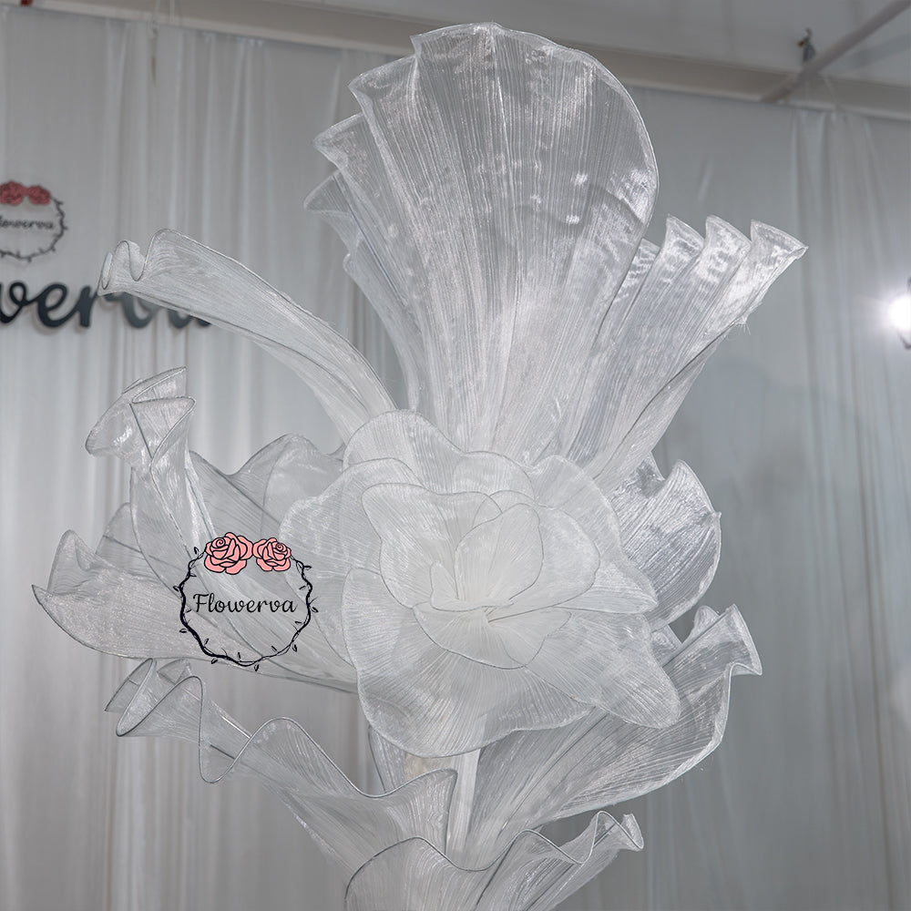 Flowerva White Serenity Floral Heart Sheer Texture Table Flower