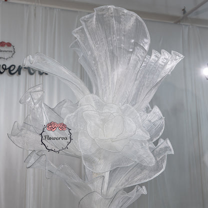 Flowerva White Serenity Floral Heart Sheer Texture Table Flower