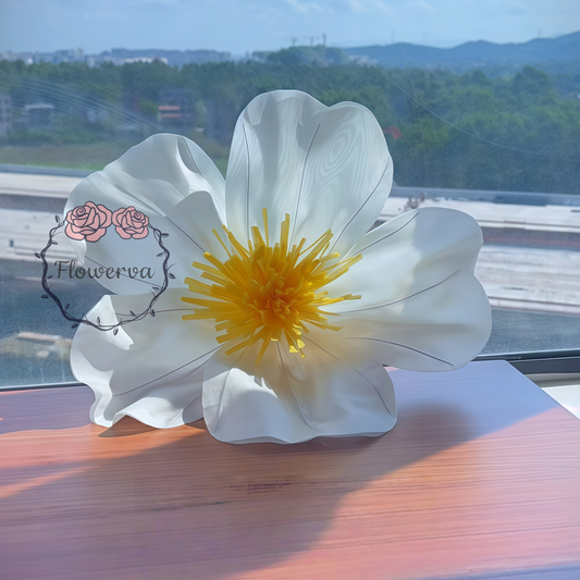 Flowerva Elegant Sunflower White Silk Flower Making Kit (Including Video Instructions)