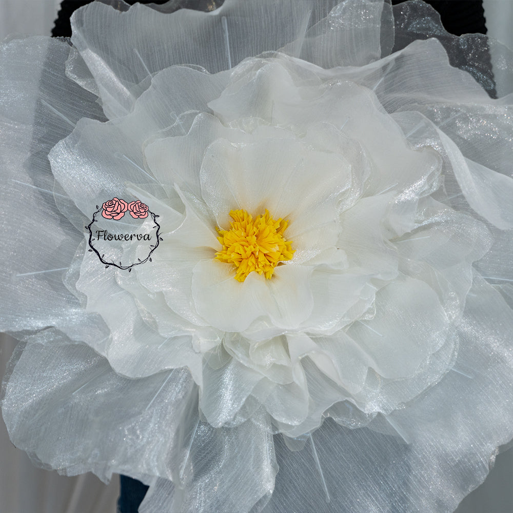 Flowerva Fluffy & Airy White Fabric Flower