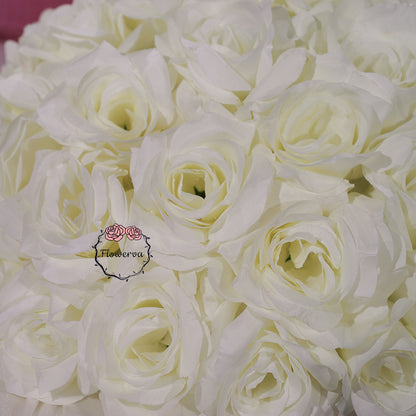 Flowerva 70/60/50/40/30cm White Rose Floral Ball Wedding Party Banquet Table Centerpieces