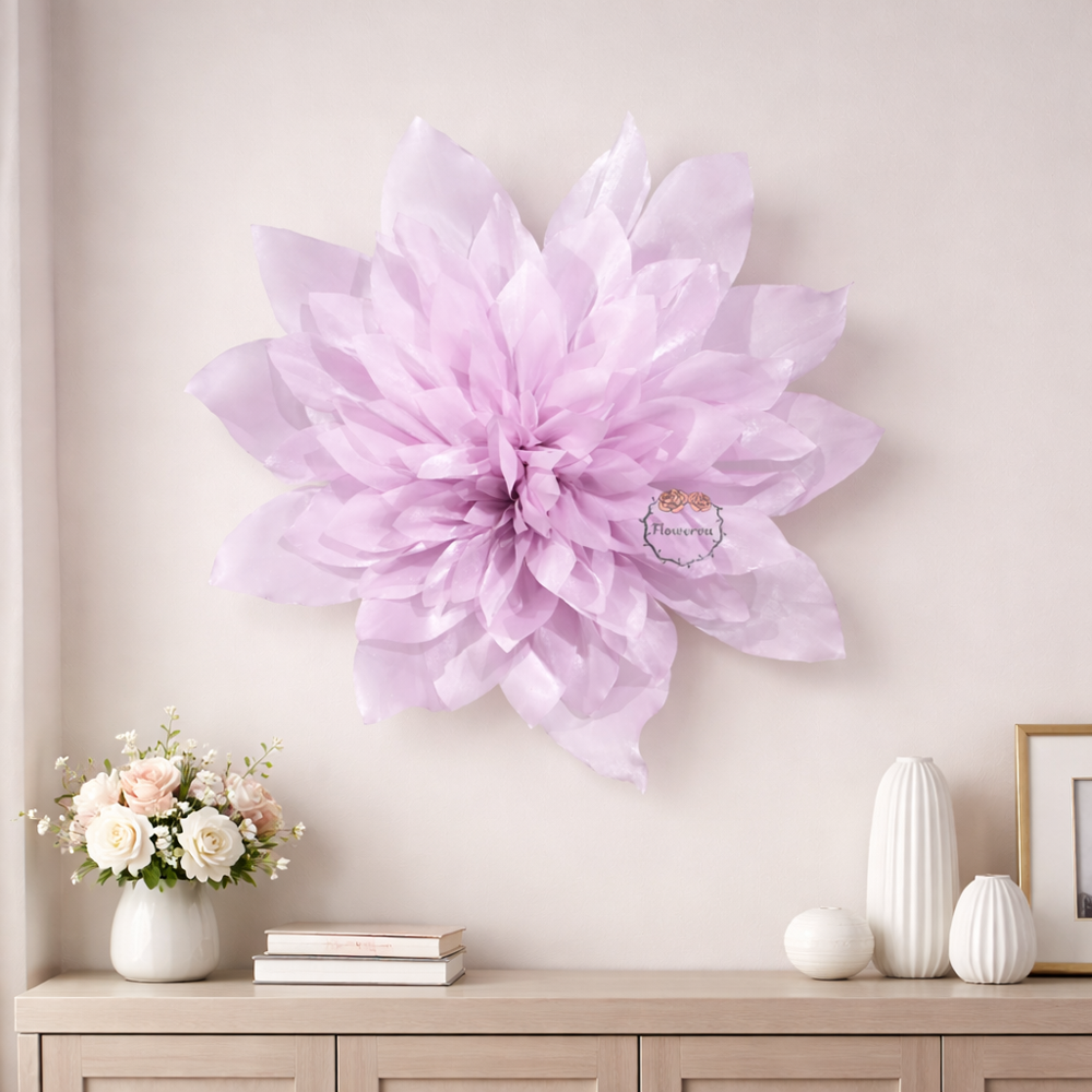 Flowerva Fluffy Layered Lilac Fabric Flower Decor