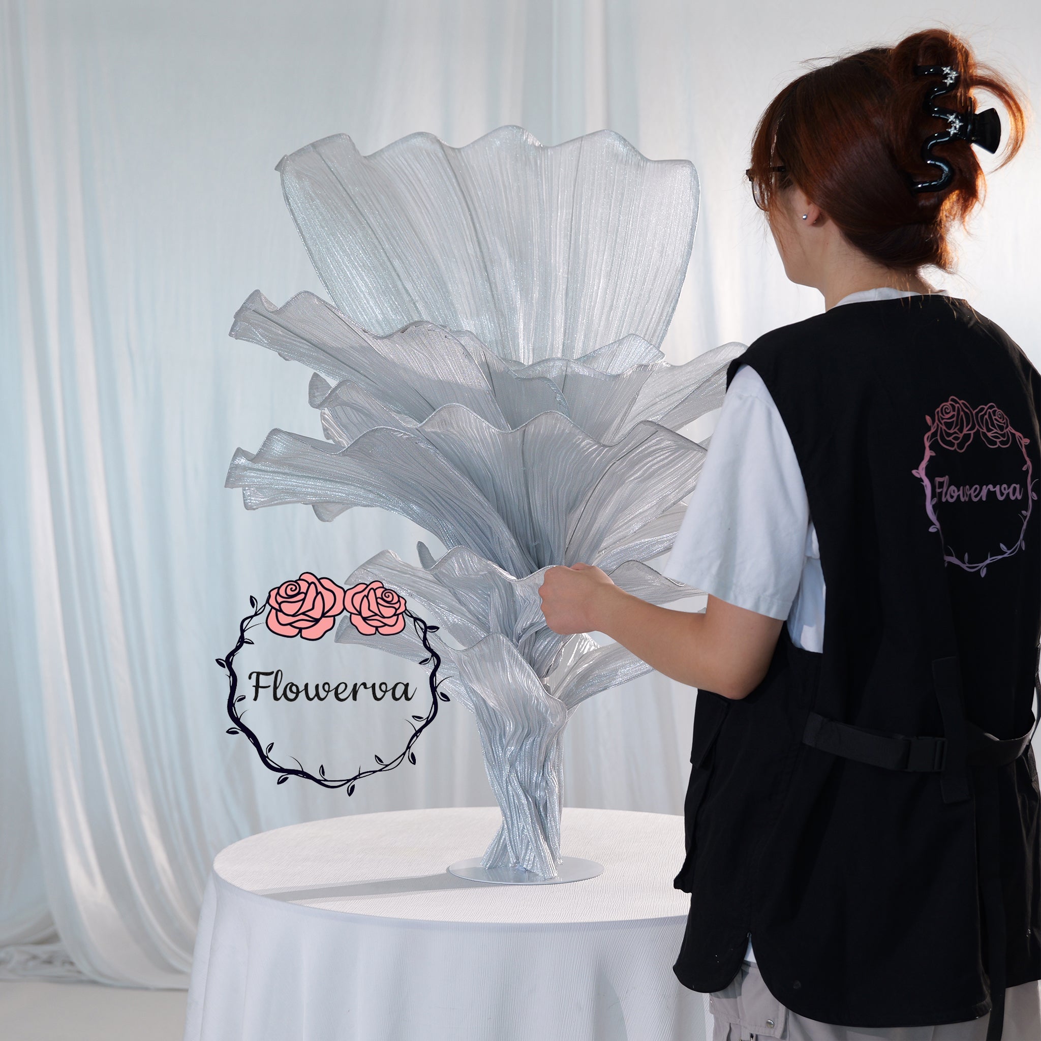 Flowerva "Glacier Flower" Luxury Wedding Decor Silver 100cm