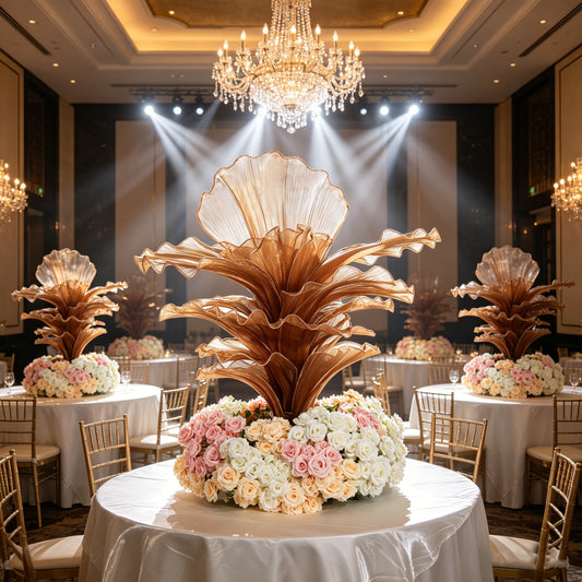 Flowerva Brown Table Flower Wedding Decoration (With Base)