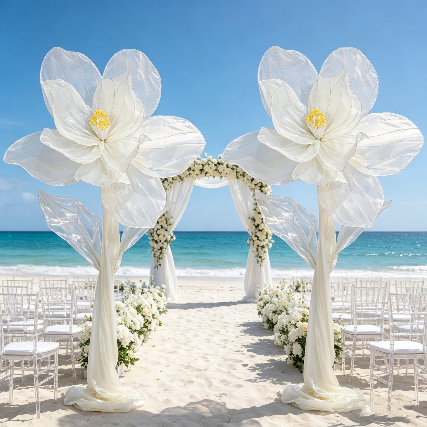 Flowerva Silk Bloom Standing White Luminous Floral Decor