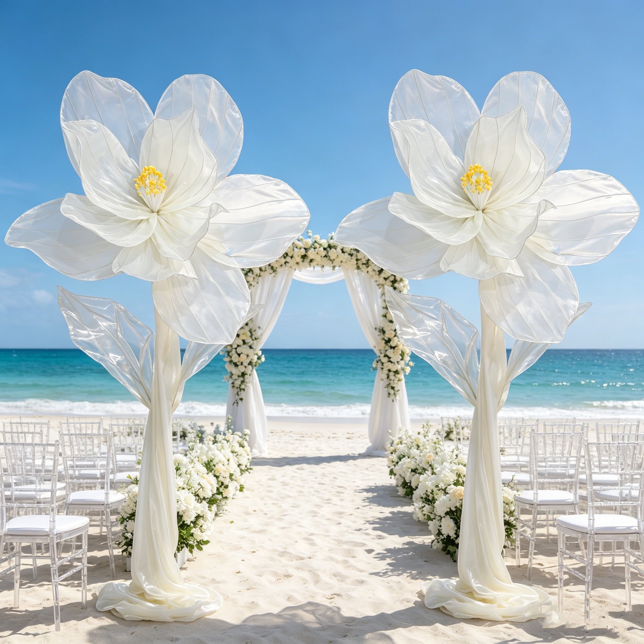 Flowerva Silk Bloom Standing White Luminous Floral Decor