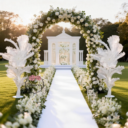 Flowerva White Serenity Floral Heart Sheer Texture Table Flower