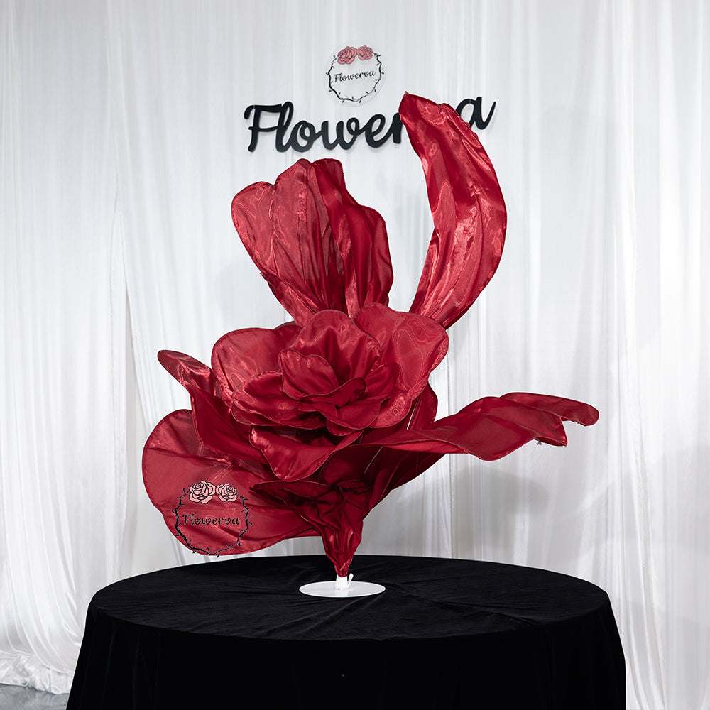 Flowerva Crimson Dream  Floral Heart Silk Textured Table Flower