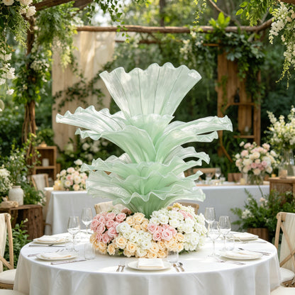 Flowerva Light Green Table Flower Wedding Decoration (With Base)