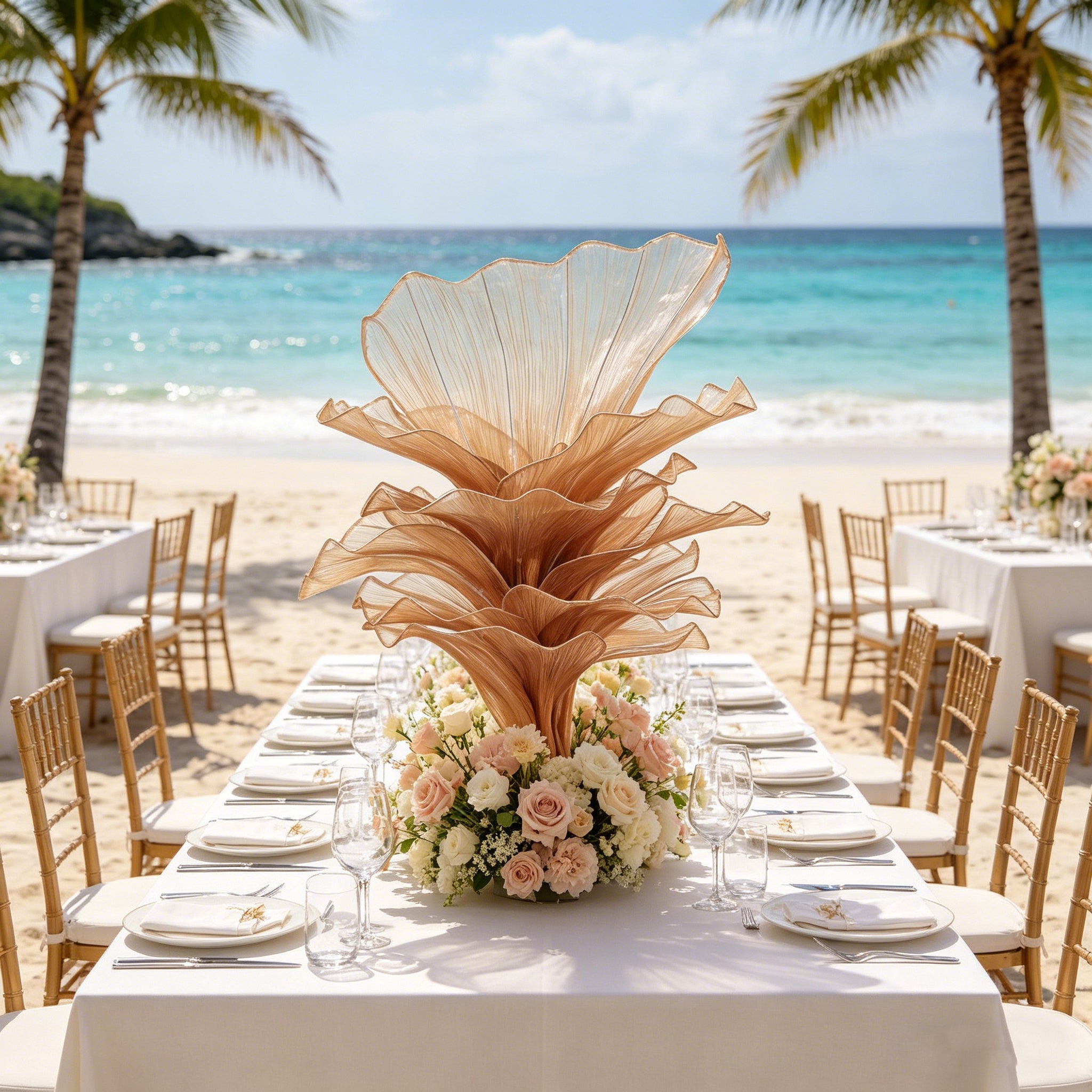 Flowerva Brown Table Flower Wedding Decoration (With Base)