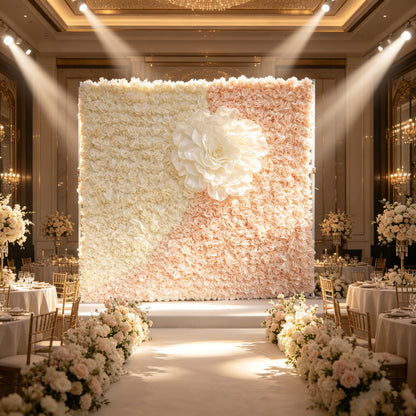 Flowerva Arrangement de fleurs de roses romantiques décorant le mur de fleurs
