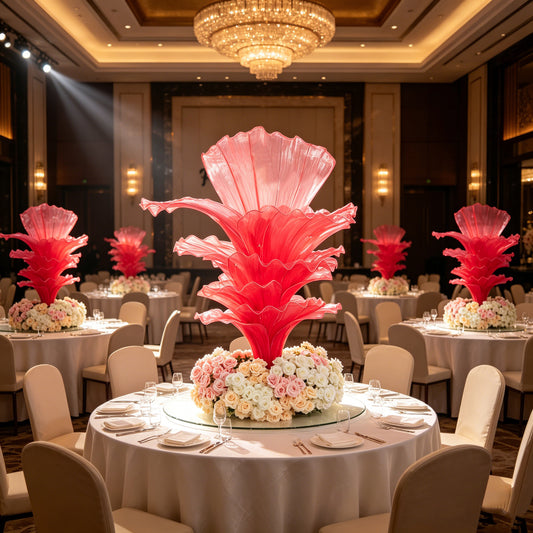 Flowerva Rose Red Table Flower Wedding Decoration (With Base)