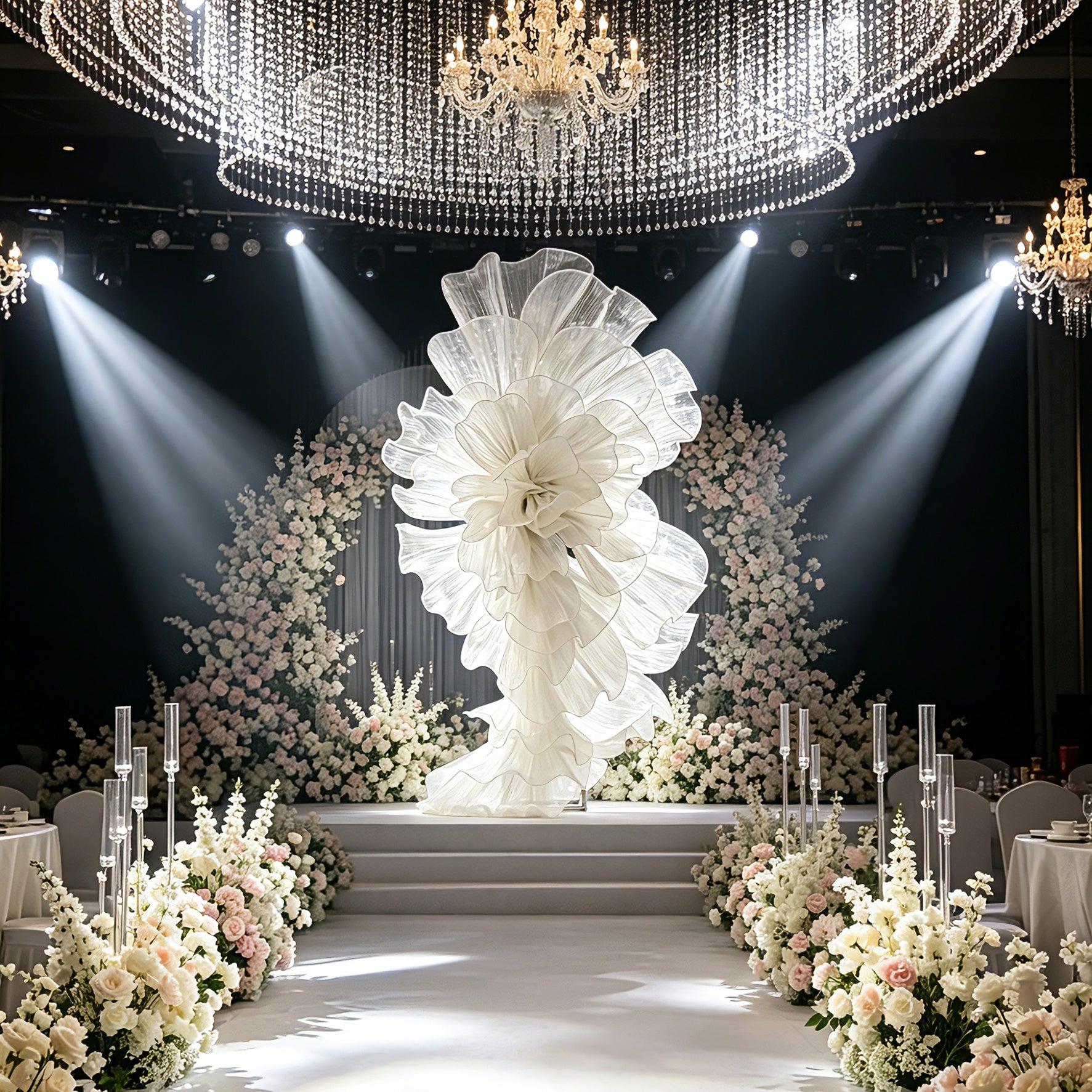 Flowerva Organza Wedding Arrangement Decorative Floral Semi-Finished Petals