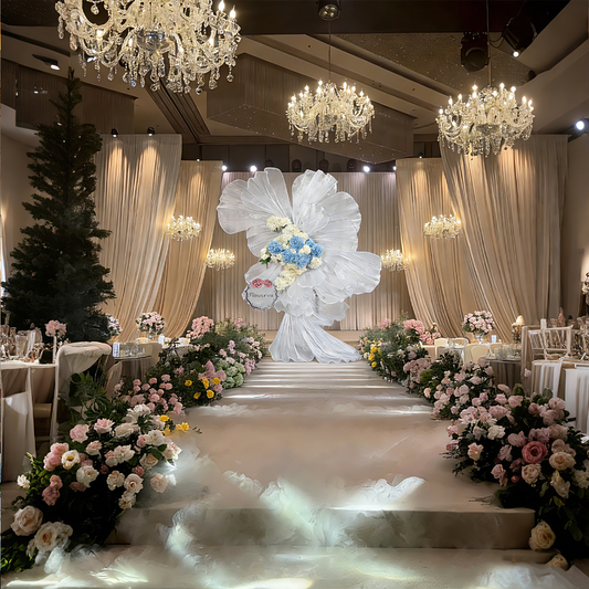 Flowerva White Sheer Fabric Floral Arrangement Decor(without flowers)