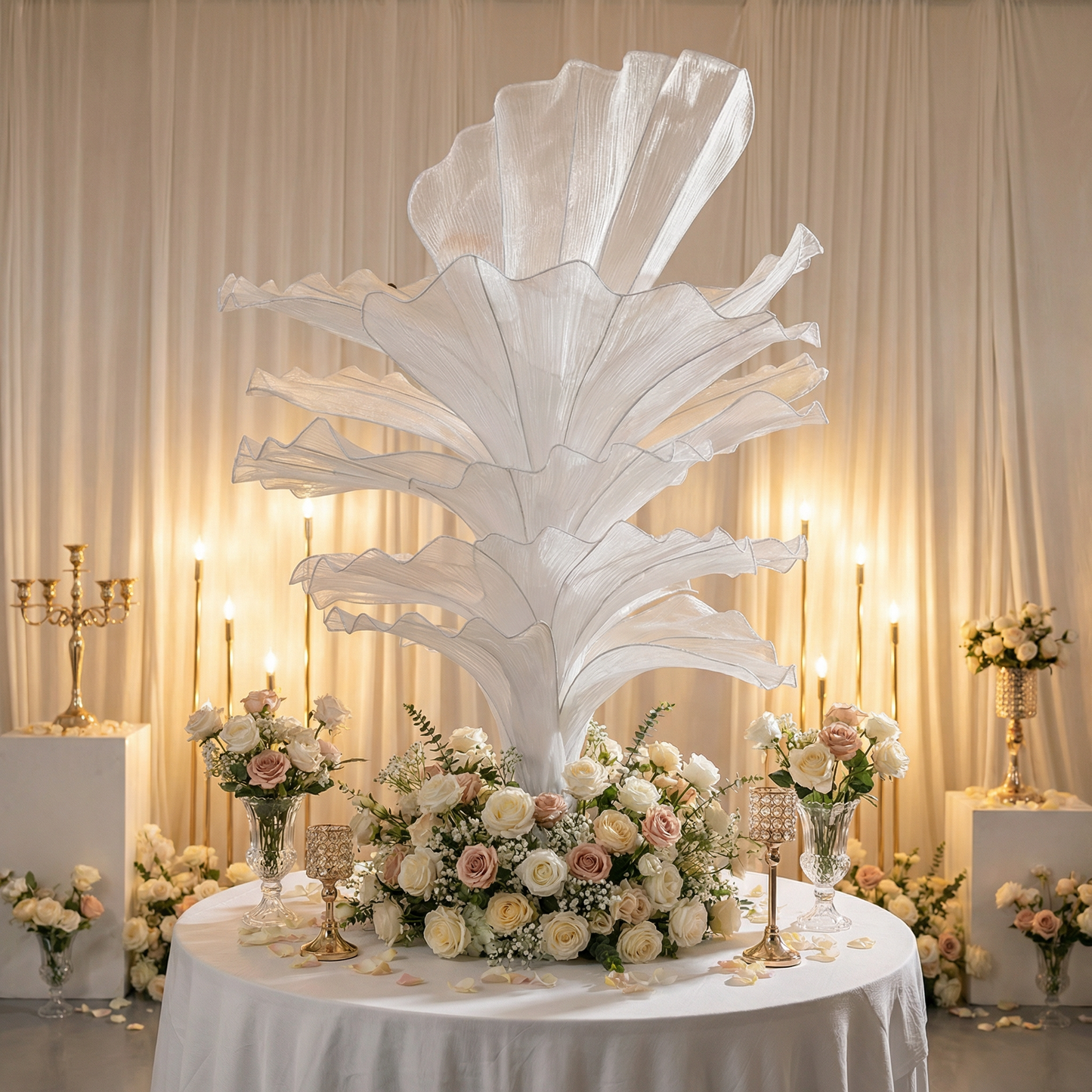 Flowerva Pure White Artistic Wedding Table Decorations