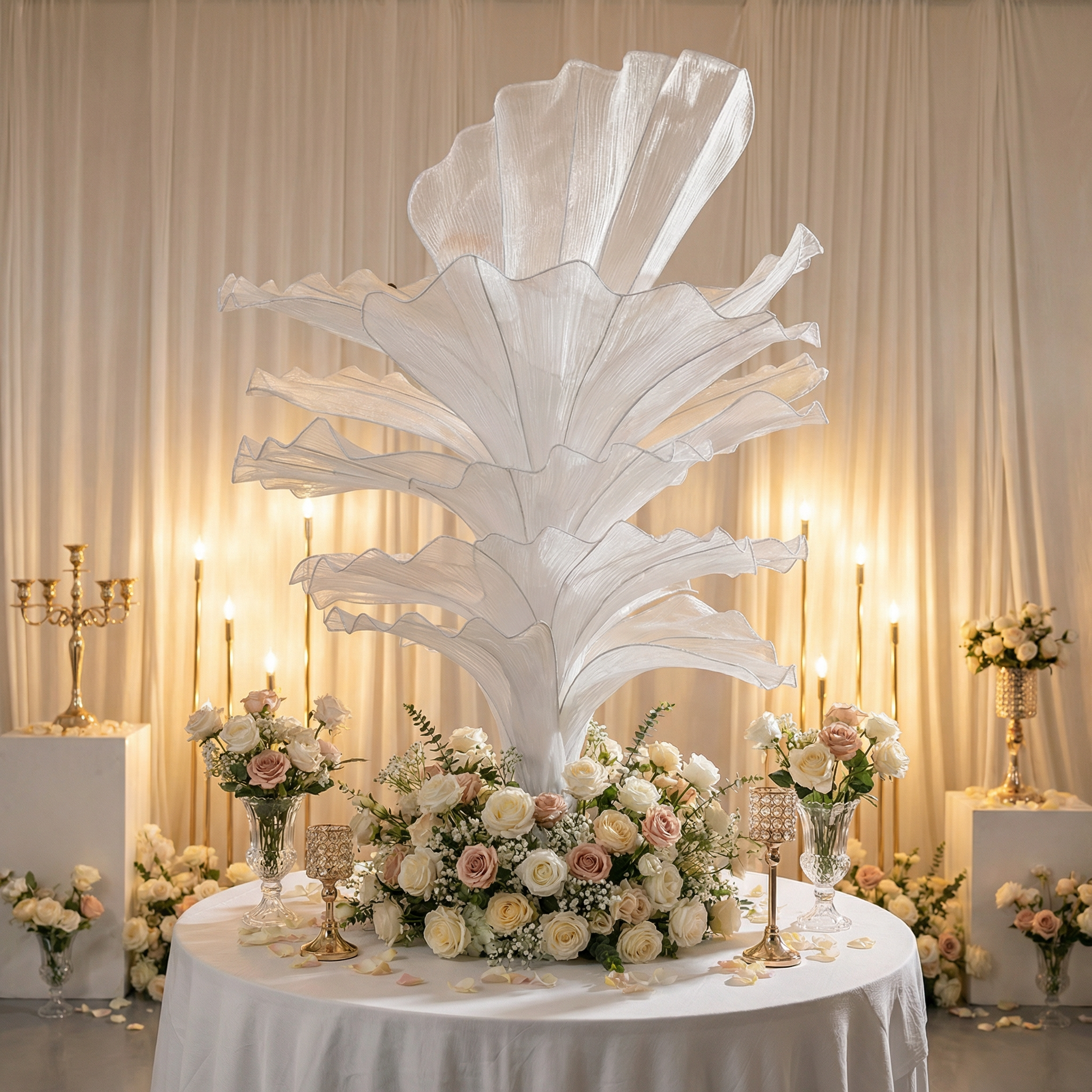Flowerva Pure White Artistic Wedding Table Decorations