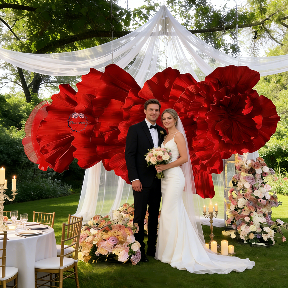 Flowerva Giant Red Floral Wedding Backdrop