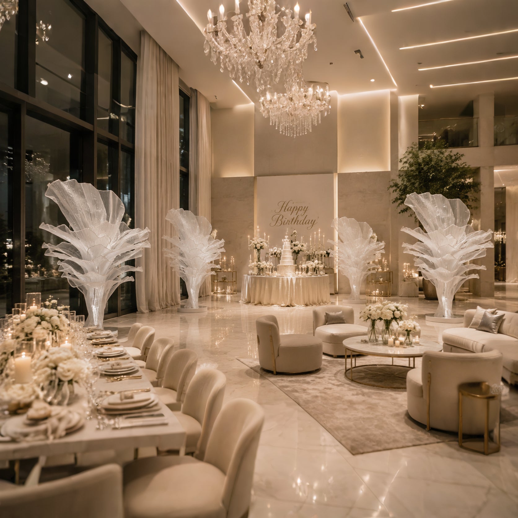 Flowerva Pure White Artistic Wedding Table Decorations