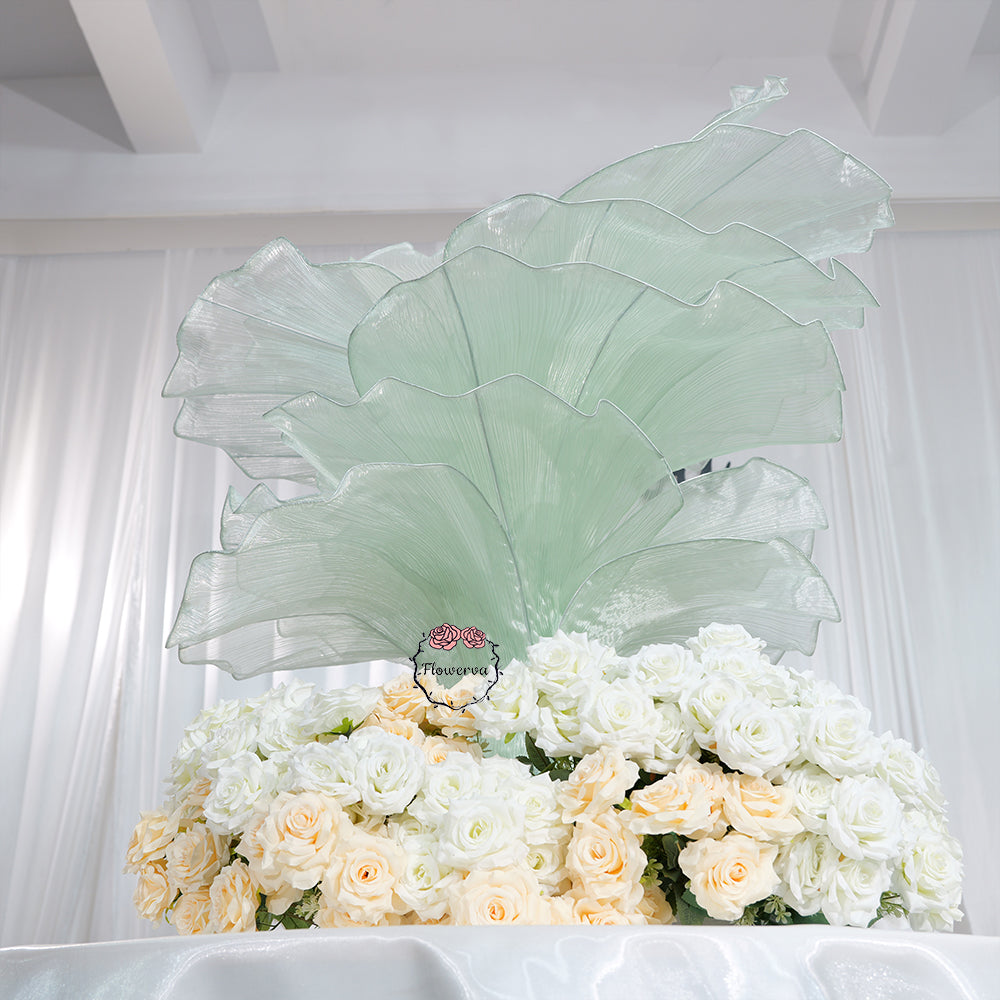 Flowerva Light Green Table Flower Wedding Decoration (With Base)
